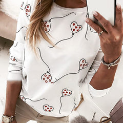 Q671 Women's Floral Print Long Sleeve T-Shirt (Summer)