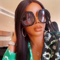 Casual Crystal Frame Broken Diamond Sunglasses