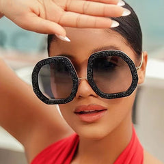 Casual Crystal Frame Broken Diamond Sunglasses