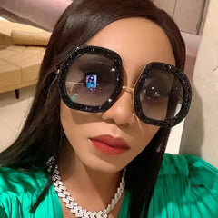 Casual Crystal Frame Broken Diamond Sunglasses